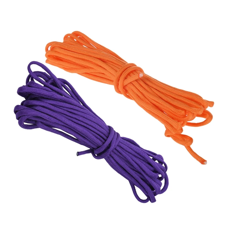 

2 PCS Paracord 550 Parachute Rope 7 Core Strand For Climbing Camping Buckle Rope Orange & Purple 50FT