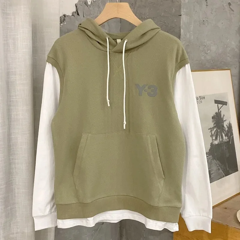 

23AW Y-3 New Style In Autumn Winter Fashion Color Blocking Multi Panel Hoodie Loose Casual Coat For Men And Women