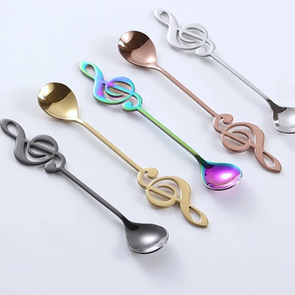 

5 Colours Tea Coffee Spoon Spoon Long Handle Dessert Stainless Steel Vintage Teaspoons Drink Tableware Flowers Design Gadget