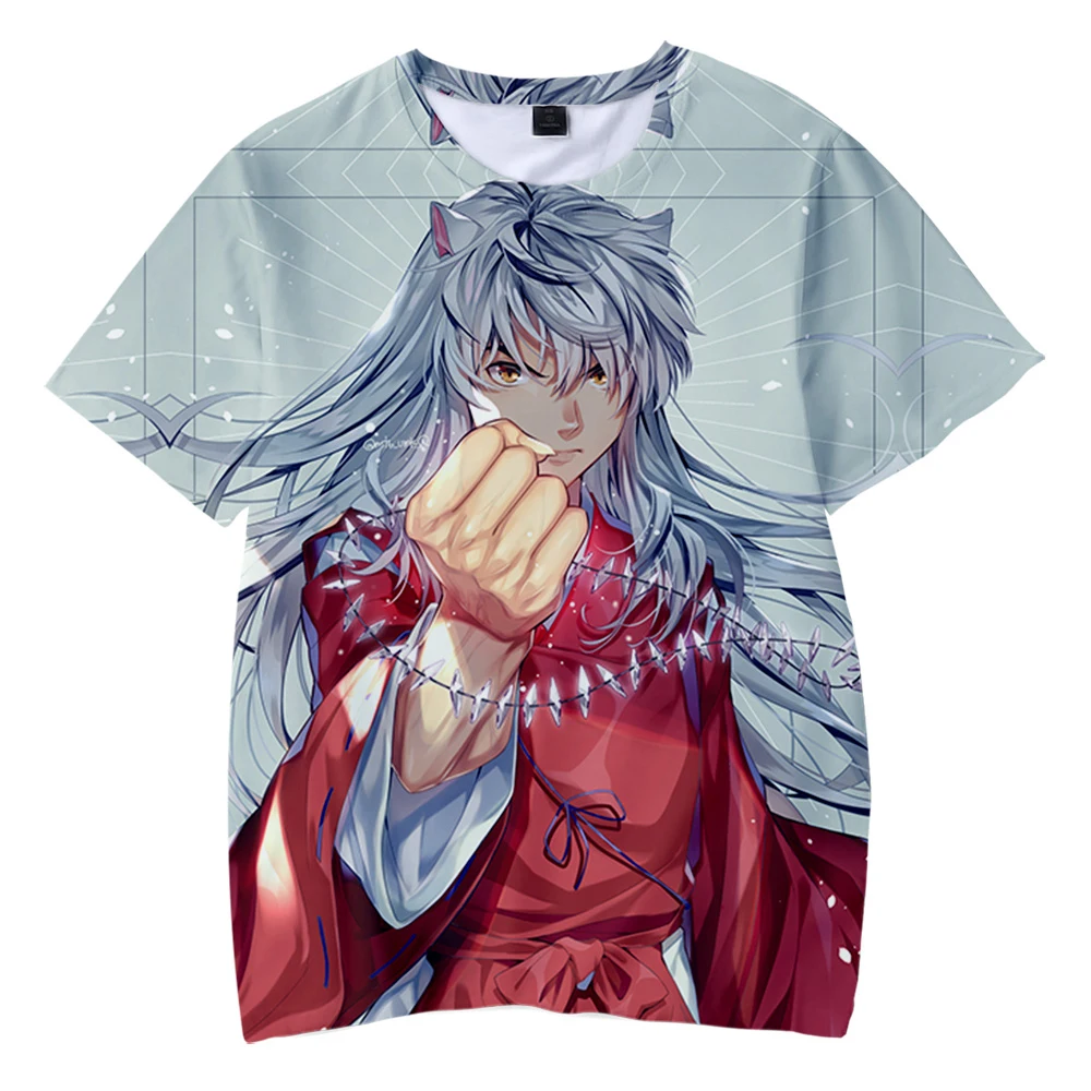 

Футболка унисекс из японского аниме Inuyasha, модная рубашка в стиле Харадзюку, с 3D принтом сесшомару, летние топы для мальчиков и девочек с героями мультфильмов