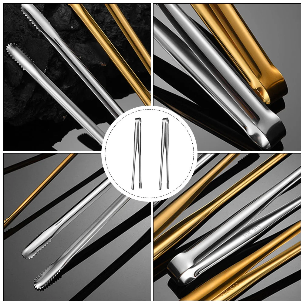 

2 Pcs Stainless Steel Tongs Serving Japanese Grill Baking Bread Catering Vegetable Barbecue