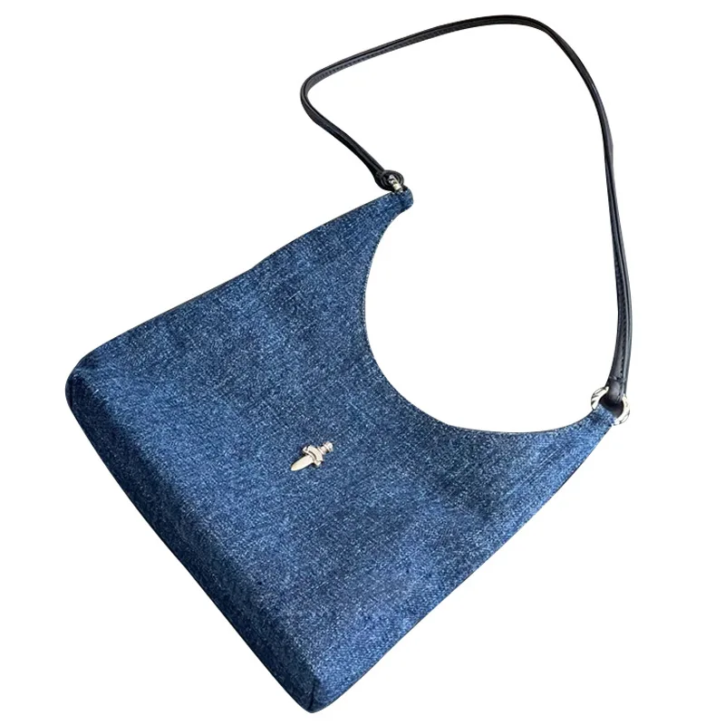 

2022 New Fashion Denim Saddle Bag Leisure Versatile Chain One Shoulder Armpit Handbag High Quality Women Purse and Handbags Cc