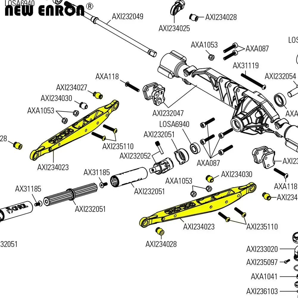 ENRON Алюминиевые задние продольные рычаги для RC Axial 1/10 2 шт.