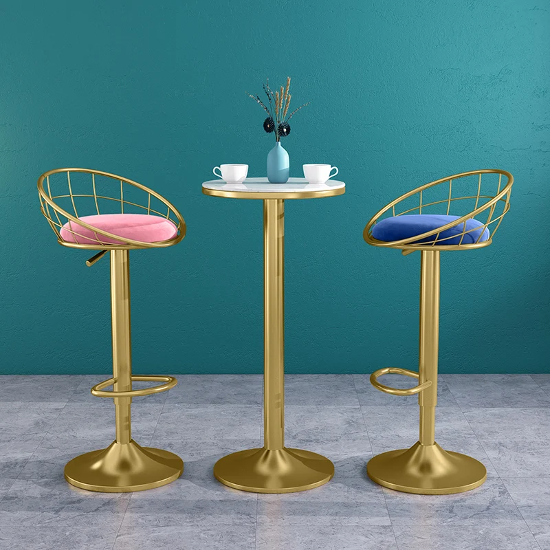 S Kitchen Furniture Light Luxury Golden Backrest Bar Stools Home Lift Bar Chair High Bar Stool