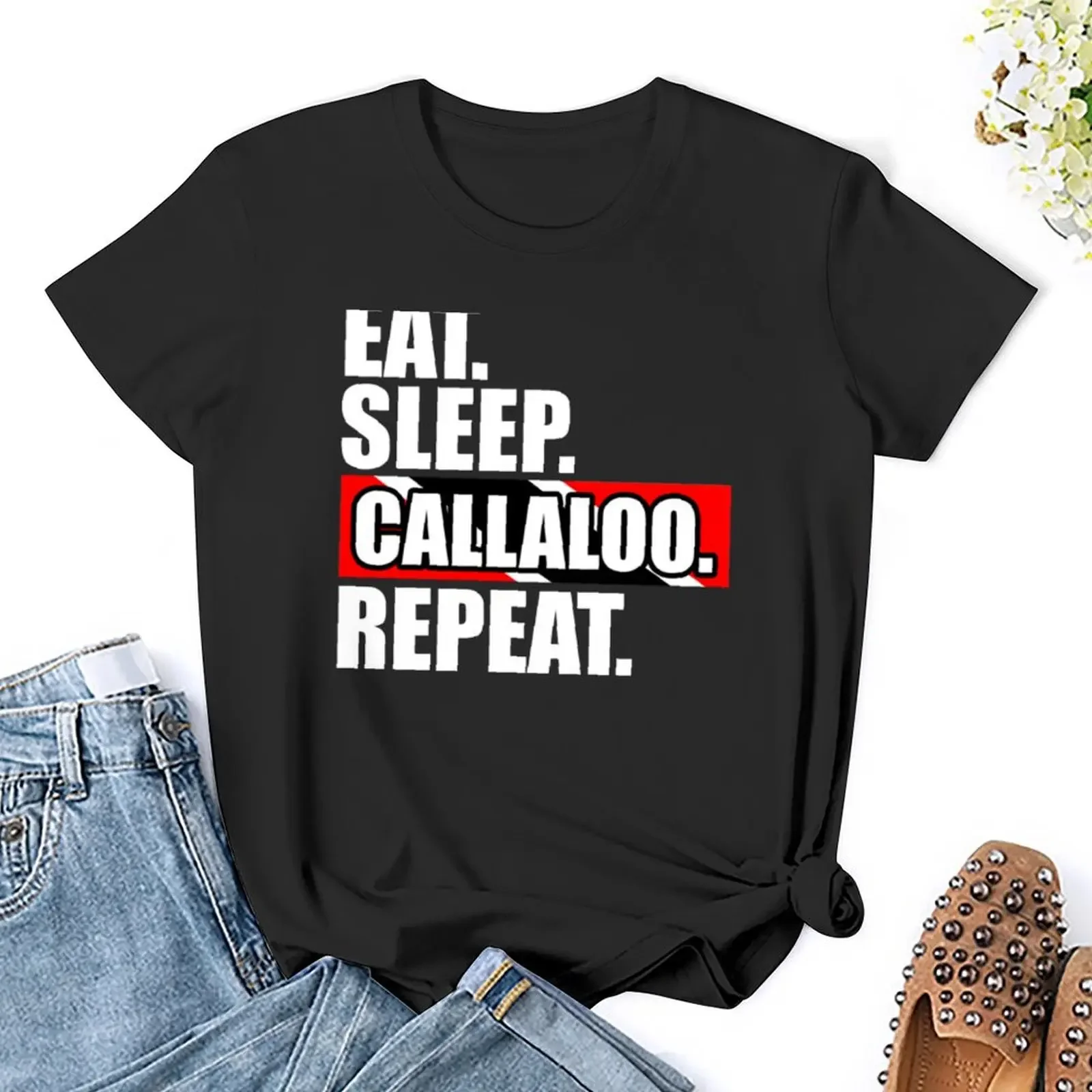 Eat Sleep Callaloo Repeat-футболка Тринидада и Тобаго с едой женская одежда милые топы для