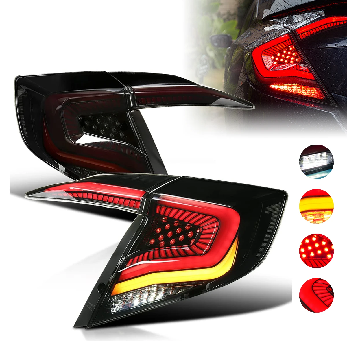 

Автомобильные фонари, задний фонарь для Honda Civic 10 поколения седан 2016 2017 2018 2019, задний фонарь, динамический дым