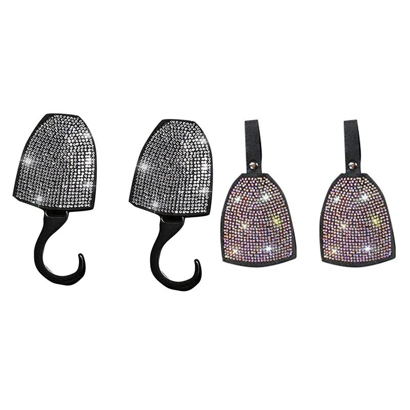 

2Pcs Bling Crystal Diamond Car Back Seat Hook Conceal Headrest Hanger Universal Car Accessories