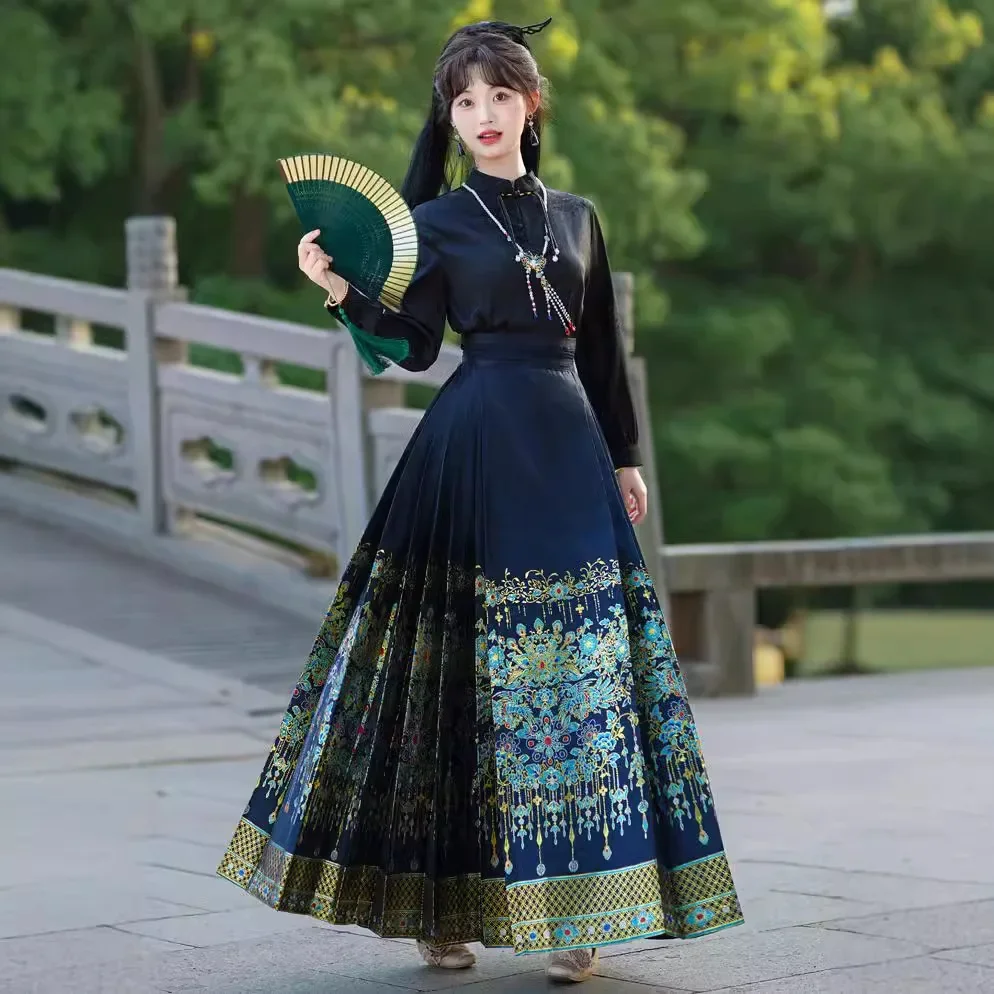 Винтажный топ с воротником-стойкой и длинным рукавом улучшенный китайский