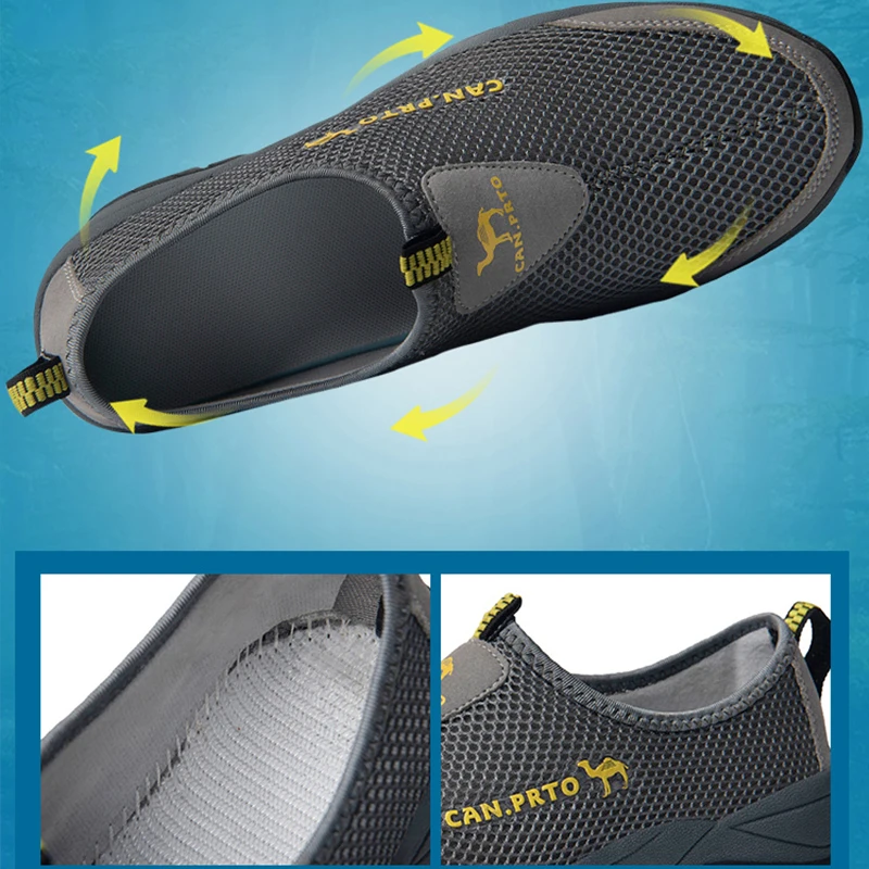 JIEMIAO High Quality Men Sneakers Breathable Mesh Outdoor Sport Running Shoes Anti-skid Wear-resistant Walking Casual Sneakers