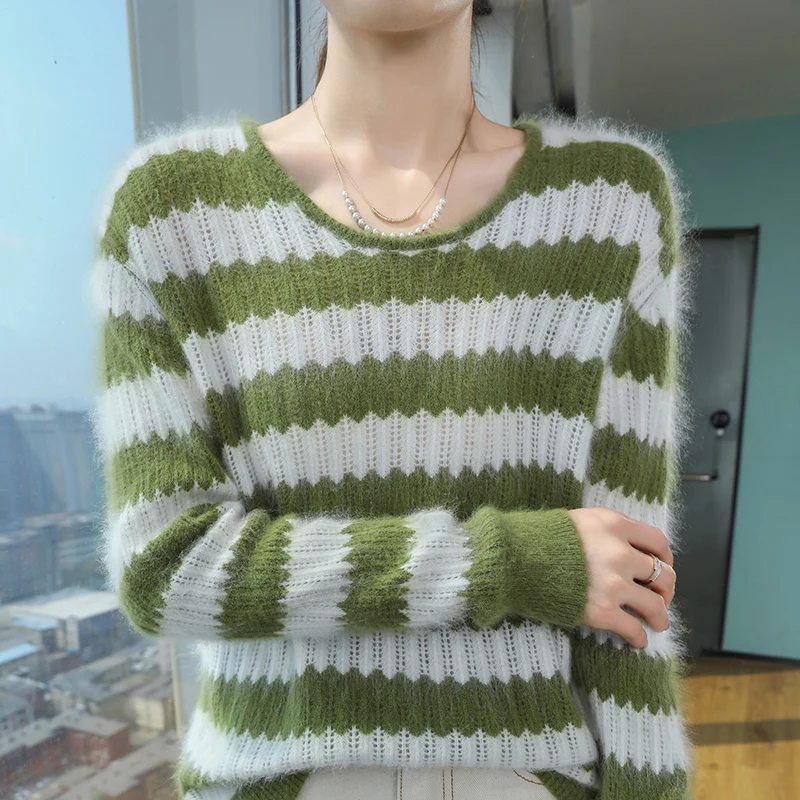 Свитер из 100% норкового кашемира осенне-зимний новый женский джемпер с круглым