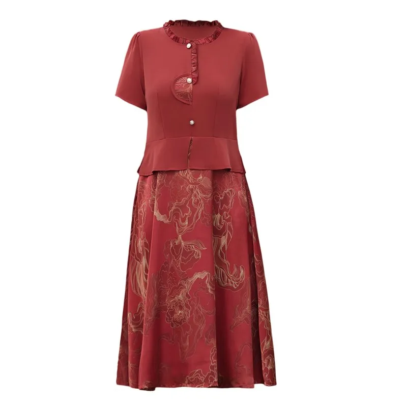 Шифоновое платье с имитацией двух частей женское летнее модное тонкое шелковое