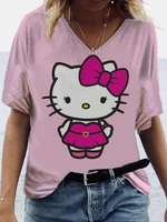 japanese cartoon hello kitty t shirt 3d printing cute female cartoon printing female loose harajuku all match top yk2 clothes