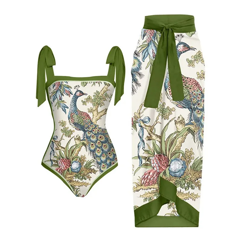 

Floral Vintage Colorblock Print One-Piece Swimsuit Holiday Beach Dress Pink Print Designer Bathing Suit Summer Surf Wear