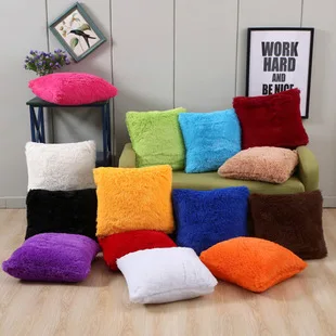 

ins Home Backrest Cover Solid Color Pillow Case Plush Decorative Throw Pillows for Sofa Car Bedroom Lumbar Pillow Cushion Cover