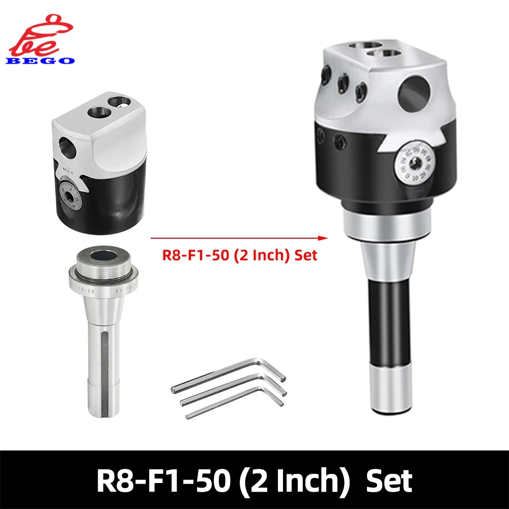 

1set R8 Tool Holder + F1 Boring Head 50 75 100 Boring Bar 12mm 18mm 25mm Adjustable Boring Head Precision 0.01 Milling Machine