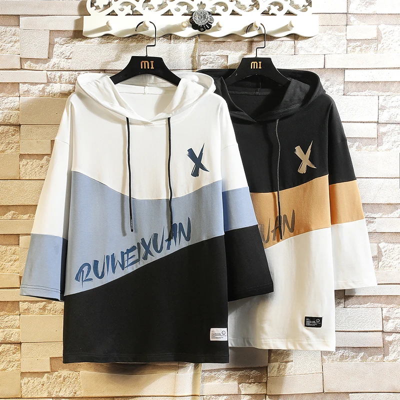 

Casual Short Sleeves Hoodies 2022 Summer Striped Hip Hop Loose Skateboard Men's Streetwear Punk Clothes Print Oversized 5XL 7XL