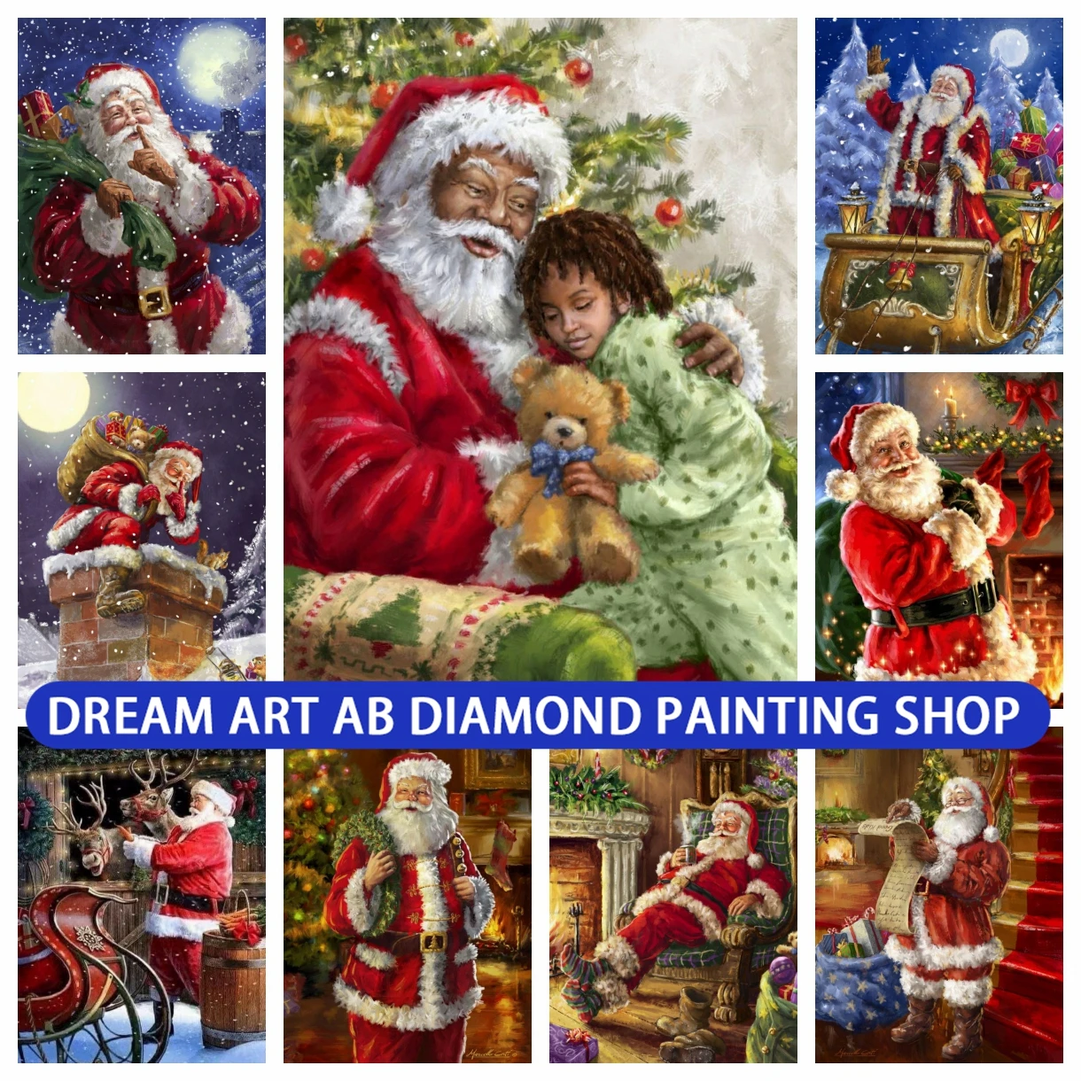 

Santa 5D AB Diamond Painting A Child's Christmas Present Diamond Mosaic Diamond Embroidery Kit Rhinestone Home Art Decoration