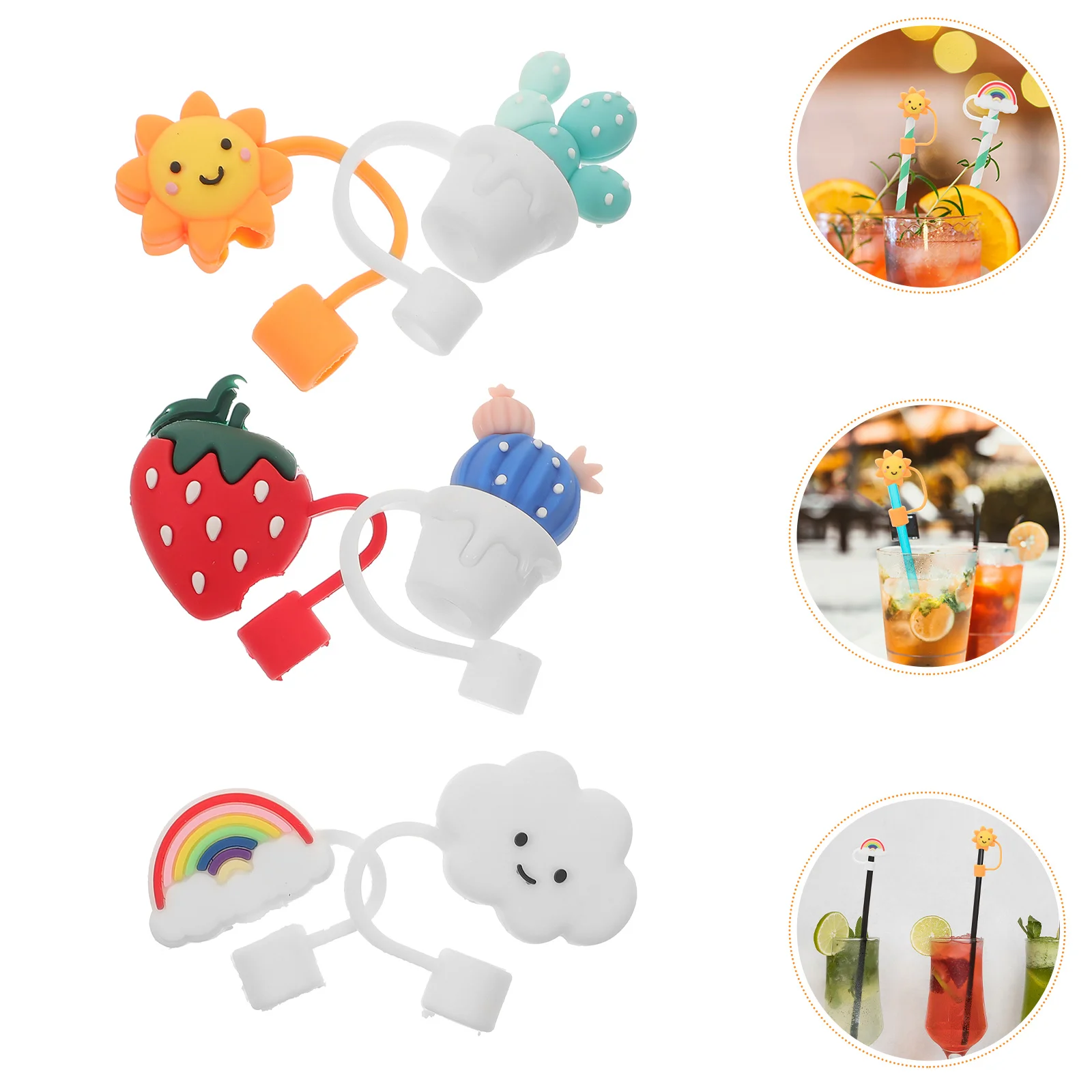 

6 Pcs Silicone Straw Stopper Covers Caps Tips Tumblers Dust Plug Silica Gel Toppers Reusable Straws