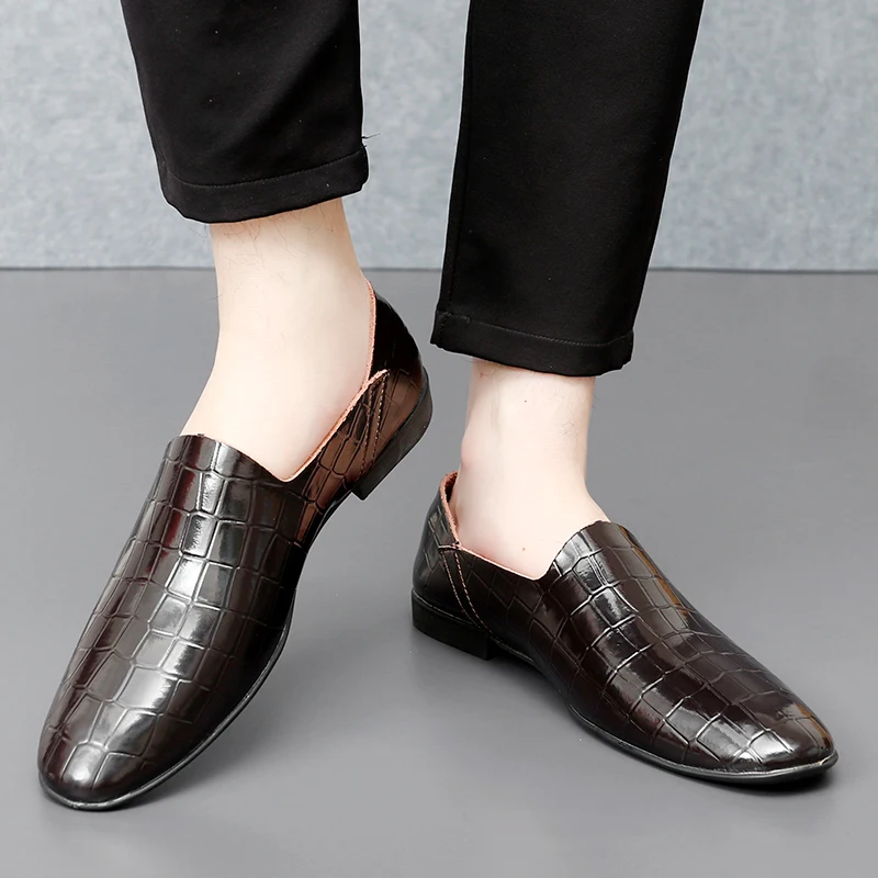 Мужские кожаные туфли на плоской подошве модные классические стильные свадебные