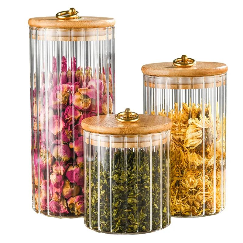 Glass Food Jars  With Sealed Bamboo Lid  for Kitchen and Pantry Organization Ideal for Flour, Cookie, Coffee, Candy, Snack