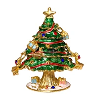 christmas themed trinket box bejeweled hand painted ring holders metal xmas tree figurines ornaments home decor centerpiece gift