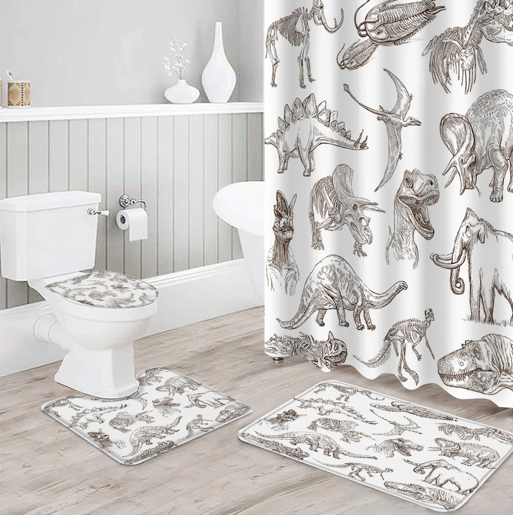 Черно-белая Водонепроницаемая занавеска для душа с мультипликационным