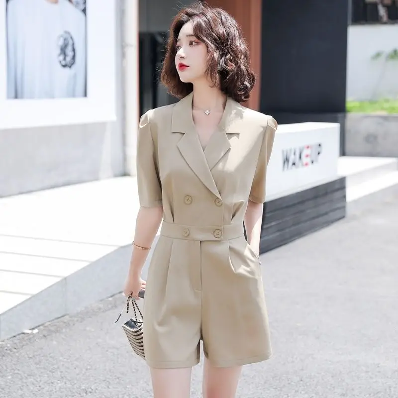 

Women 2022 Summer Fashion Jumpsuit Female Business Short Sleeve Bodysuit Shorts Playsuit Overalls Office One Piece Outfits I25