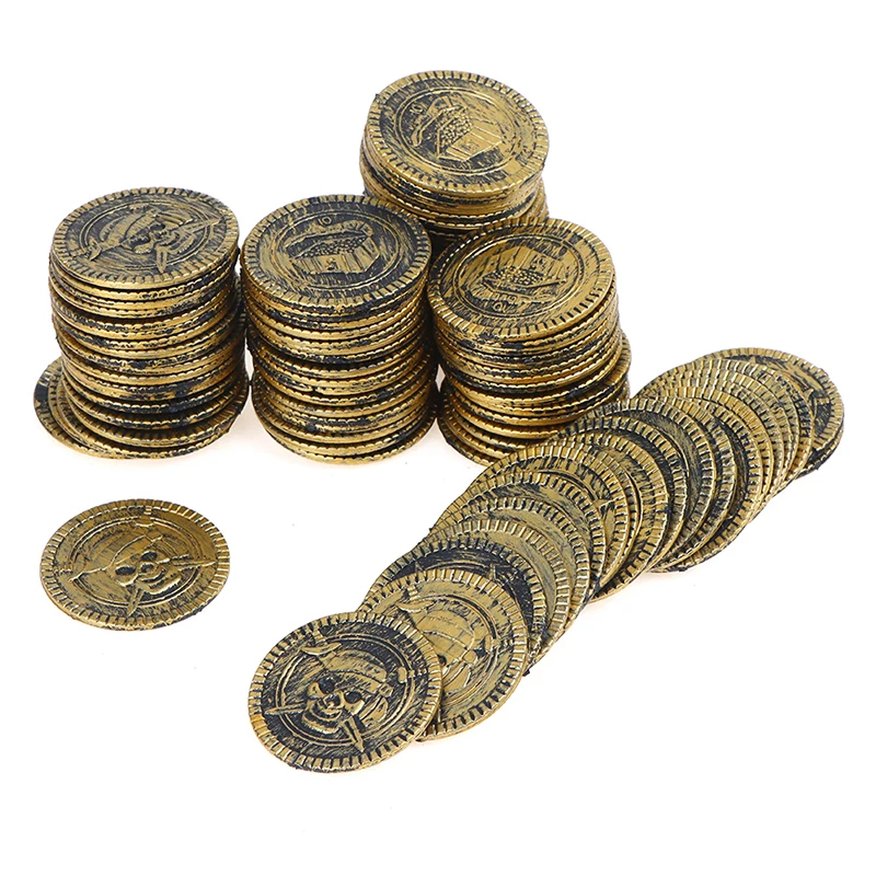 

10pcs/lot Plastic Pirate Treasure Coins Party Props Christmas Gift Game Currency Halloween Party Supplies Children Toys Kids Toy