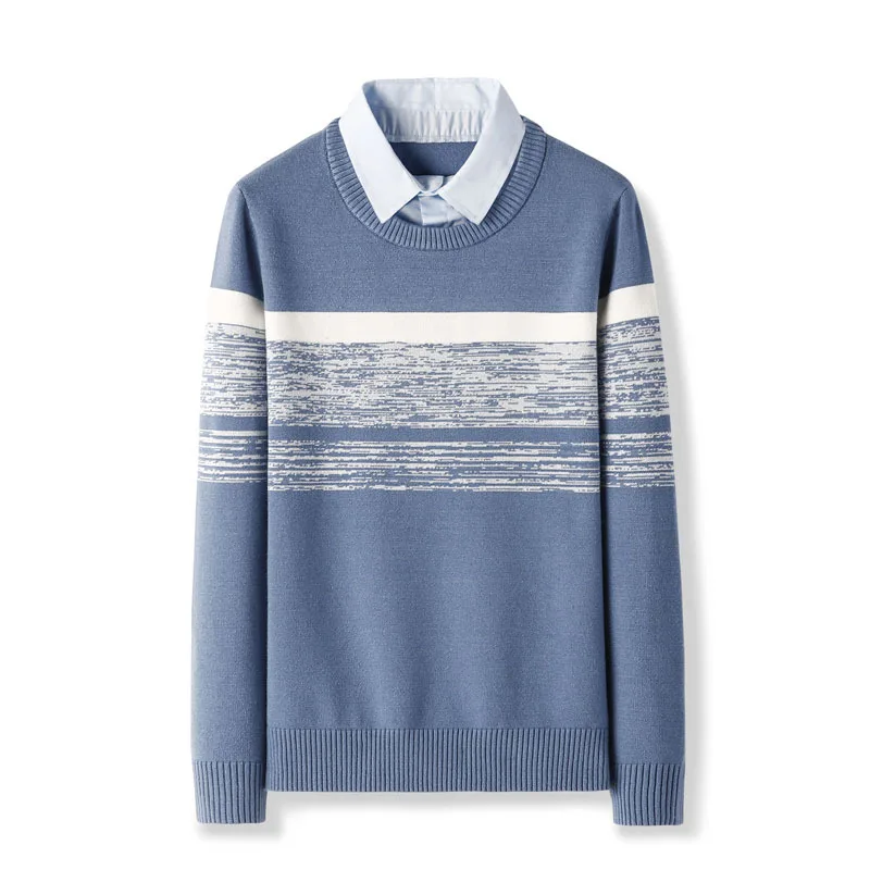 Men 2023 Autumn Winter Casual Brand New Warm Sweater Pullovers Turn Down Shirt Collar Men Knit Pattern Outfits Sweater Coat Men