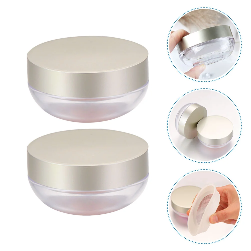 

Powder Container Loose Compact Case Box Makeupempty Reusable Puffwith Sifter Puffsboxes Jar Face Foundation