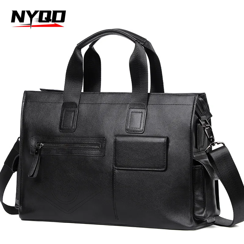 Мужской портфель большой емкости из натуральной кожи сумка для ноутбука дизайн