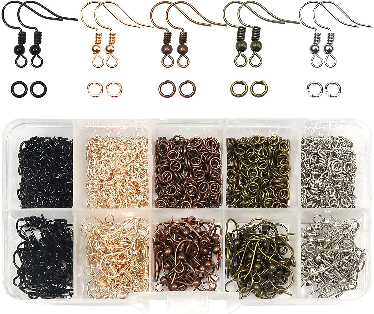 

150Pcs Earring Hooks Kit Hypoallergenic Ear Wires and 1000Pcs Open Jump Split Ring for Earrings Making Jewelry Supplies Findings