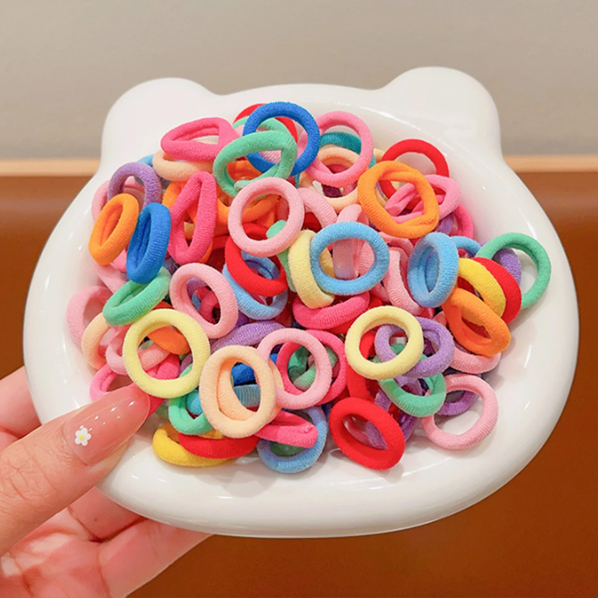 Банки из 100 шт. высокоэластичный кожаный ремешок для девочек резинка волос