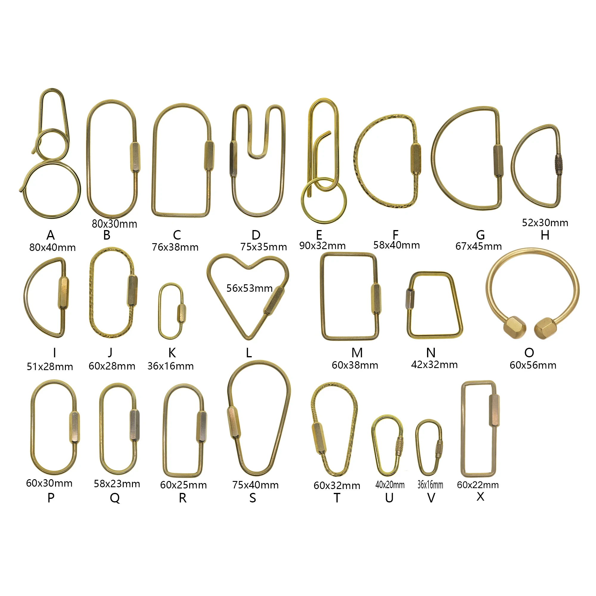 Заказ на заказ из твердой латуни 40P и 30 г винтовой замок карабин кольцо для ключей