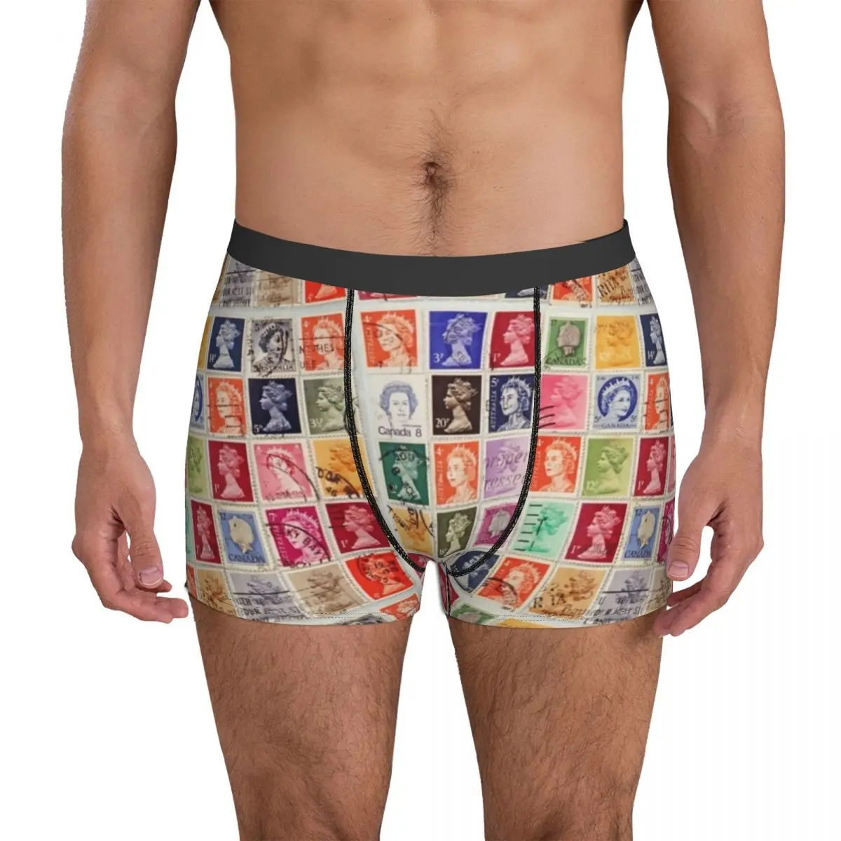 Her Majesty Queen Elizabeth Postage Underwear stamps of British Commonwealth Countries 3D Pouch Hot Boxer Shorts Men Boxer Brief