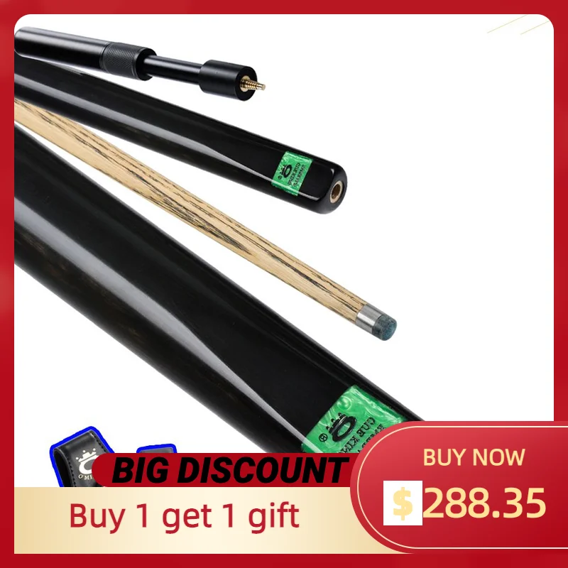 

O'MIN Emerald 3/4 Snooker Cue Handmade 9.5mm Tip Case Top ebony Butt Extension 145cm Professional Billiard Snooker Cue High-end