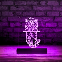 adorable peek cat with custom name led acrylic display sign persoanlized kitten name acrylic neon light sign kitty owners gift
