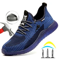 2022 new men work safety shoes steel toe safety shoes sneaker large size construction anti puncture outdoor sports light shoes