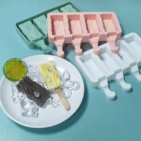 4 hole silicone ice cream mould reusable ice cube making tools homemade popsicle chocolate mold diy freezer dessert tool 3 color