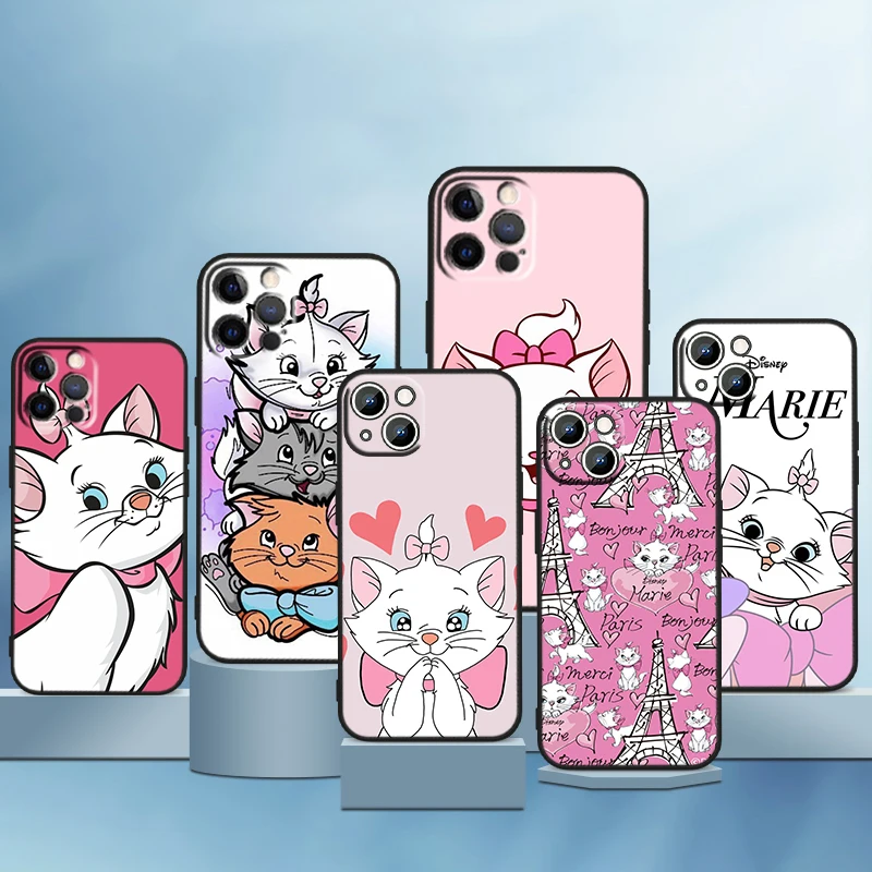 

Disney Marie Cat Cartoon For Apple iPhone 14 13 12 11 Pro Max Mini XS Max X XR 7 8 Plus 5S Silicone Black Soft Phone Case