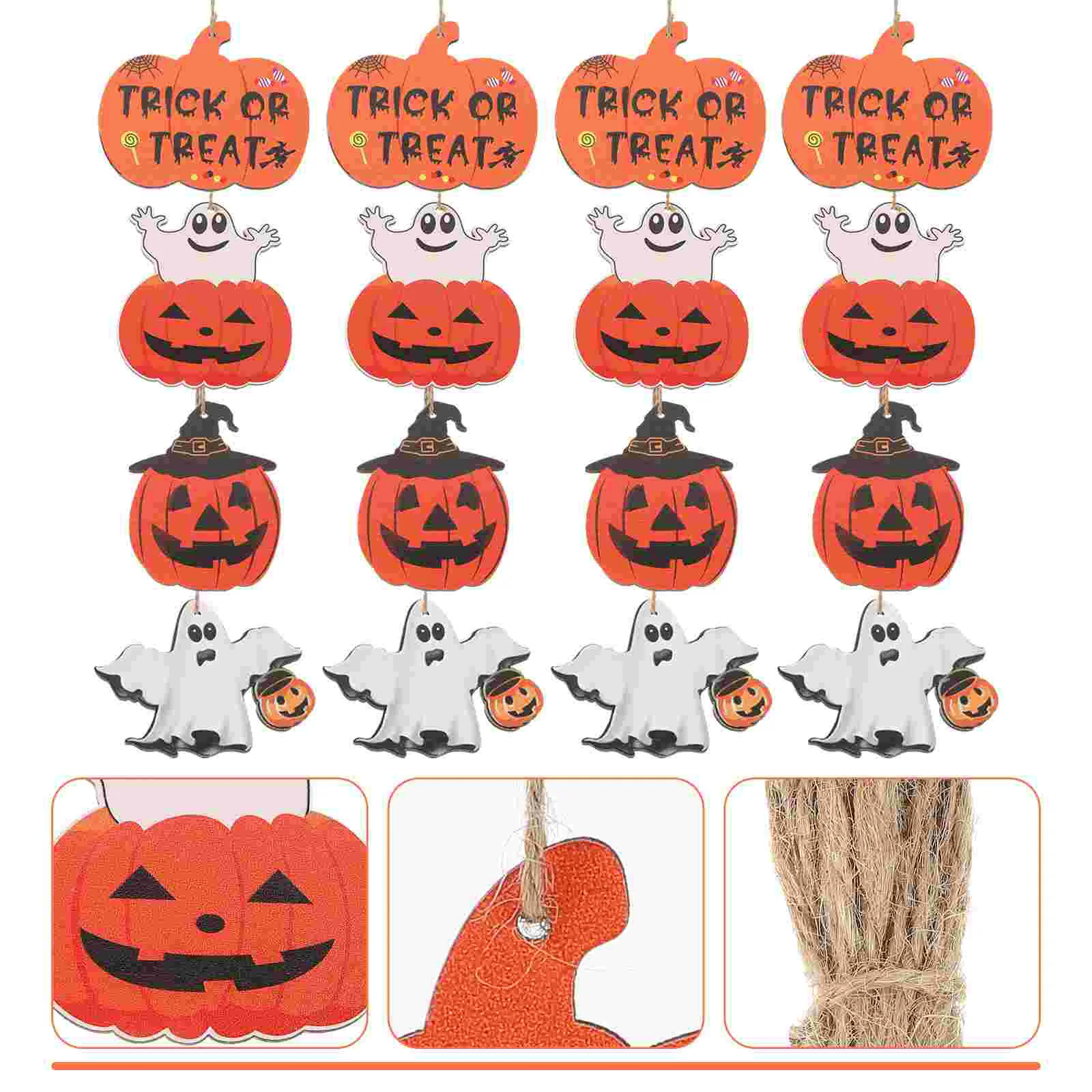 

16 Pcs Wood Slices Halloween Pendant Wooden Ornament Unique Festival Hanging Craft Decor