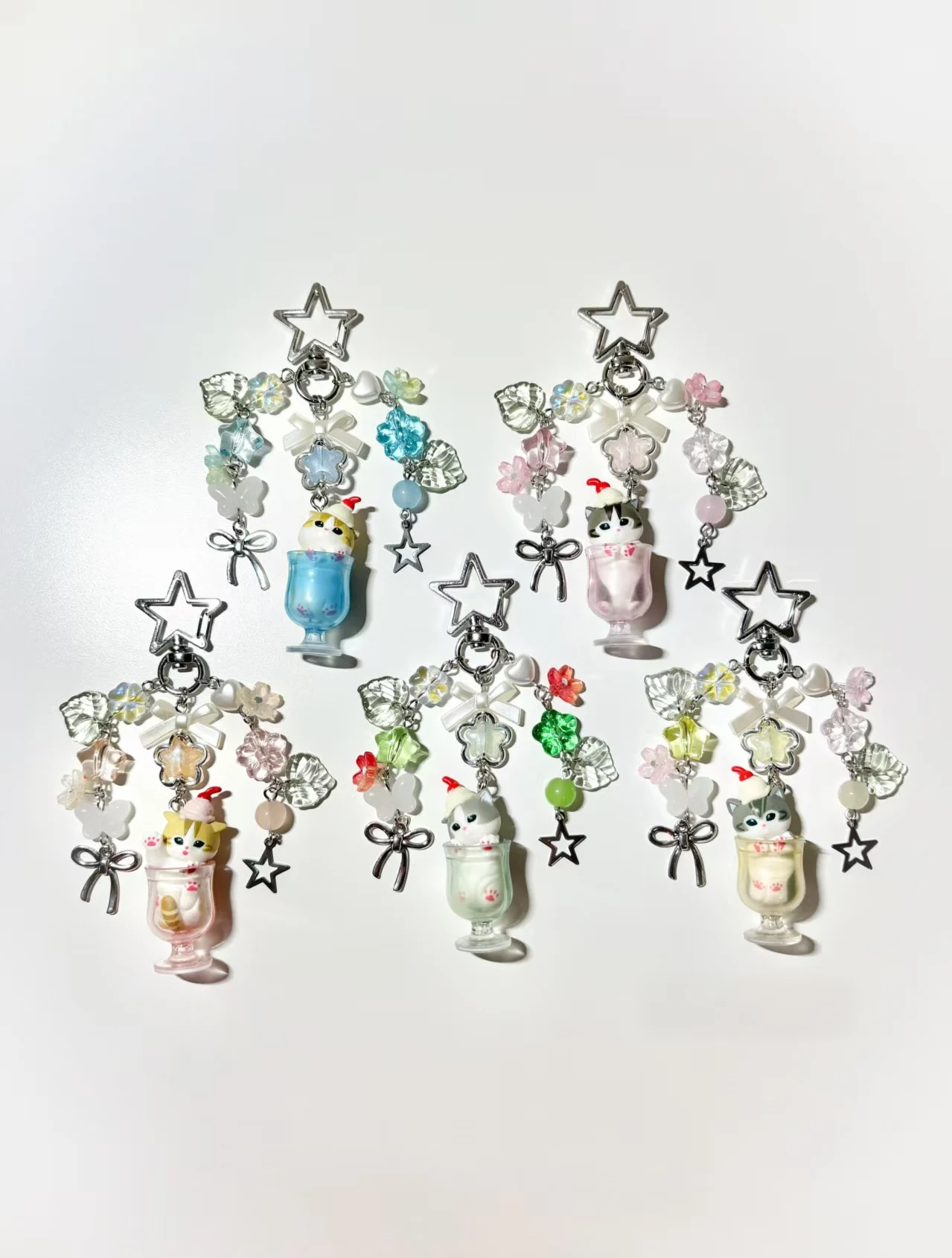 Фото Брелок-подвеска Mofusand Milk Tea Cat Cup Beaded Y2K Kawaii для сумки №1