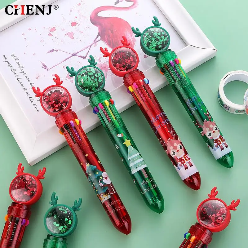 

Cartoon Colorful Pen Santa Claus Xmas Tree Deer Ballpoint Pen Merry Christmas Gifts Stationery Writing Tool Office School Supply