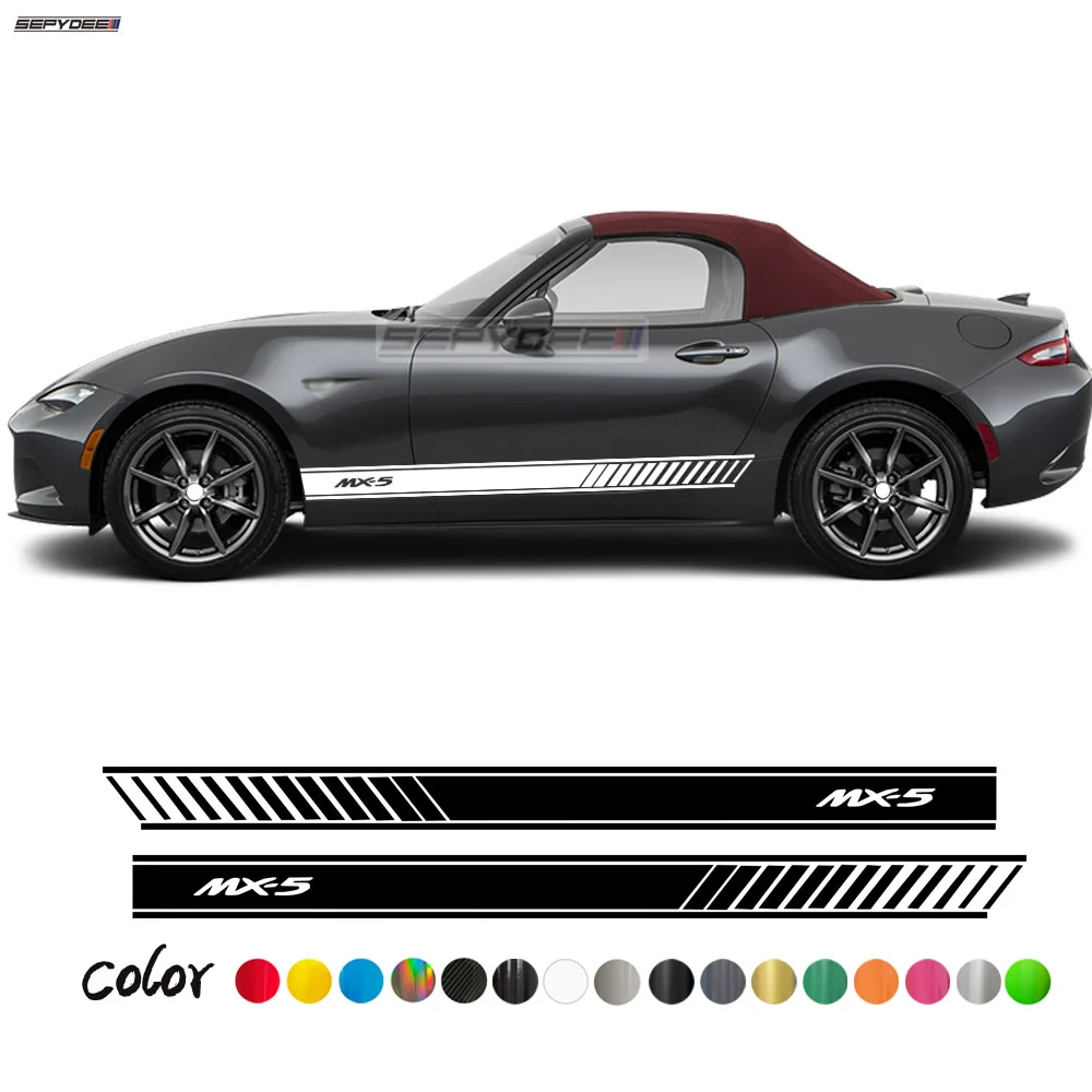 

2Pcs Car Body Door Side Stripes Sticker Letter Graphics Vinyl Film Decals For Mazda MX-5 Miata RF Roadster Coupe Accessories