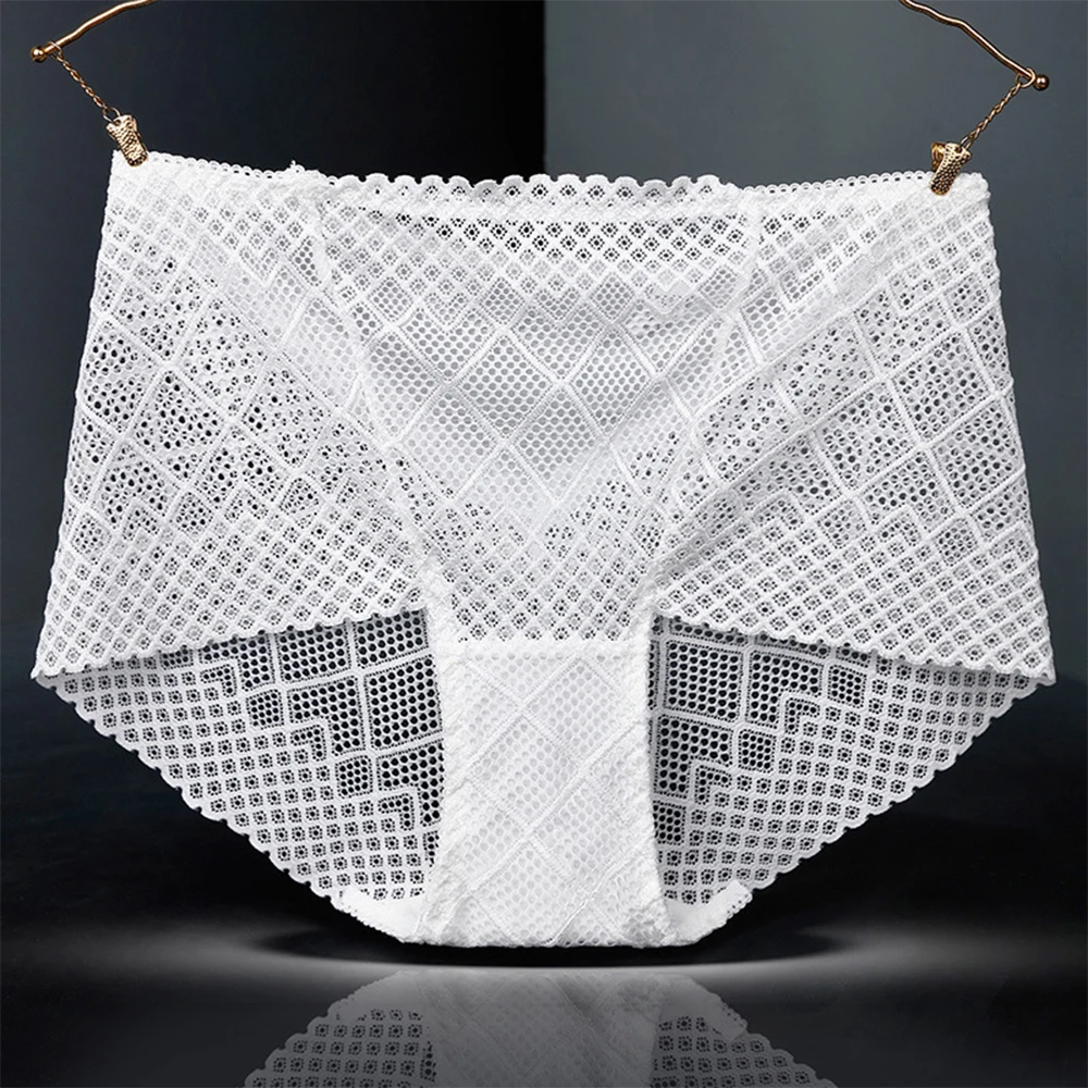 

Lace Panties Women Sexy Hollow Transparent Underwear Fat Fat Cotton Bottom Briefs Breathable Intimates Lingerie A50