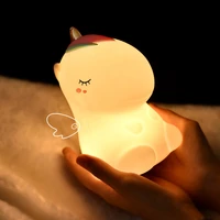 unicorn led silicone night light touch sensor color usb rechargeable cartoon bedroom bedside lamp childrens christmas gift