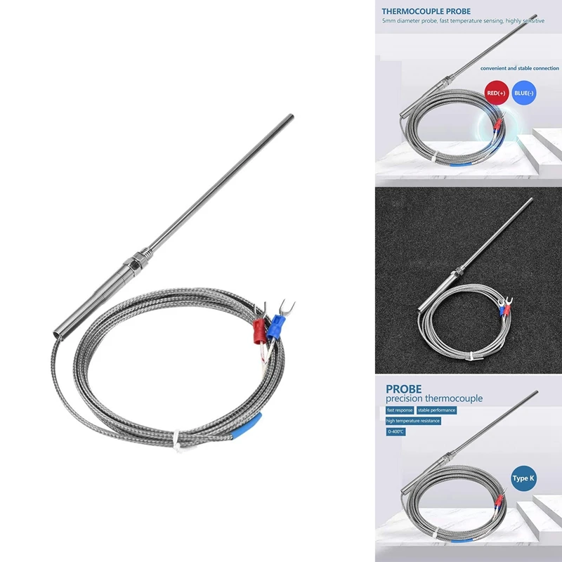 

K Type Thermocouple 0-400 Celsius High Temperature Sensor Wire Cable M8 Thread 150Mm Probe