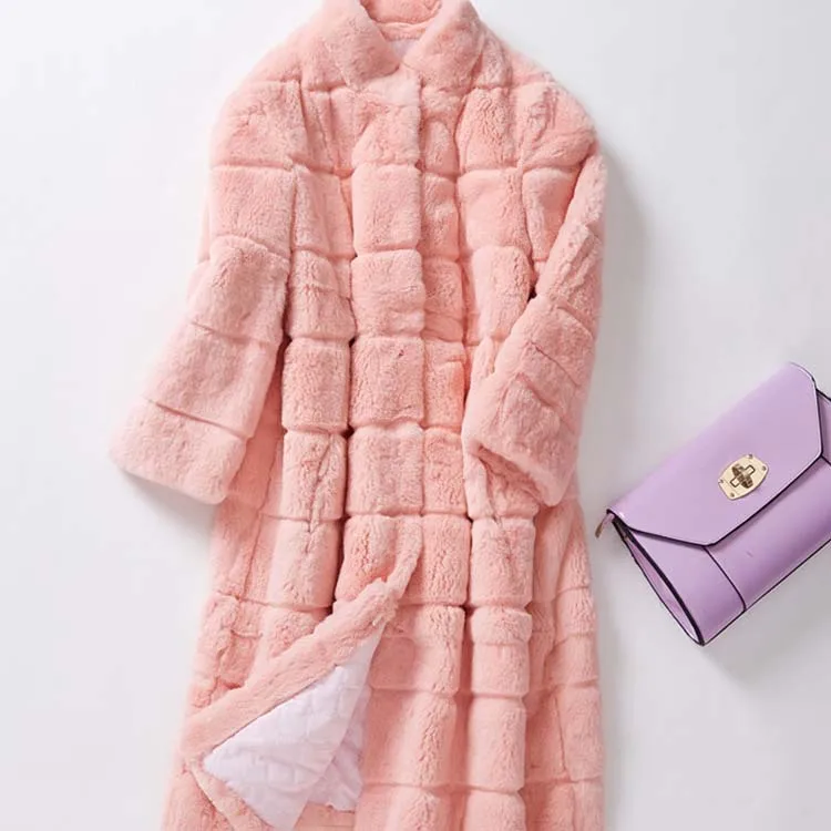 Женское пальто с мехом Офисная Толстая зимняя куртка из натурального меха |