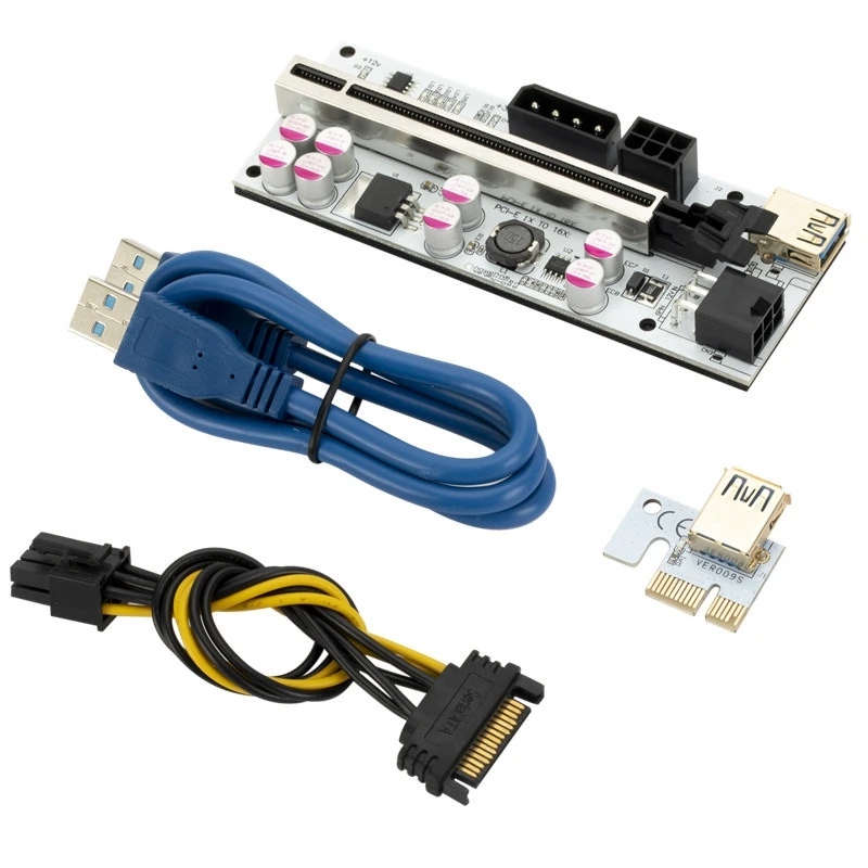 

PCI-E 1X to 16X Riser Card,GPU Riser Adapter Card,with USB Cable, for Bitcoin & Crypto Mining Ethereum Mining ETH
