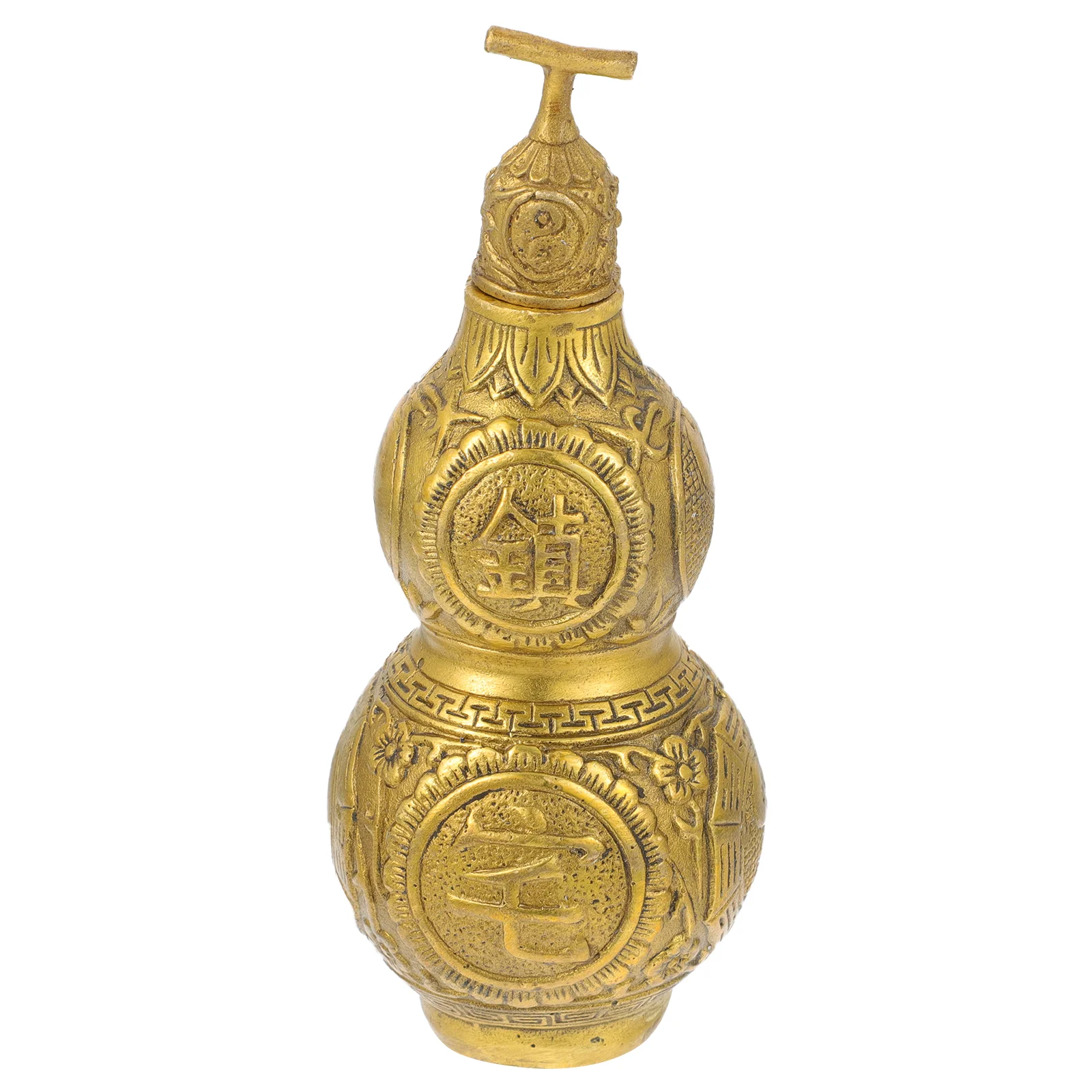 

Gourd Wu Lou Statue Chinese Shui Feng Sculpture Figurine Calabash Decoration Decor Brass Ornament New Year Pendant Wealth